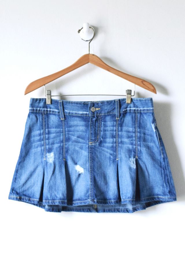 Vintage Y2K Pleated Denim Mini Skirt