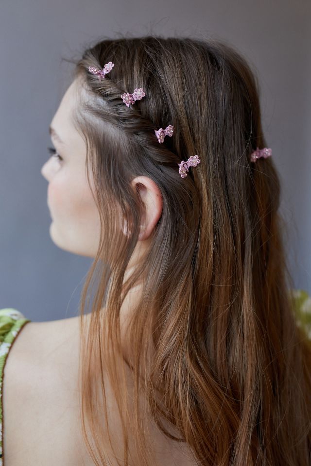 Mini Rhinestone Flower Claw Clip Set #1