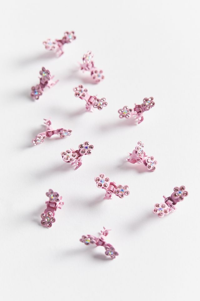 Mini Rhinestone Flower Claw Clip Set #2