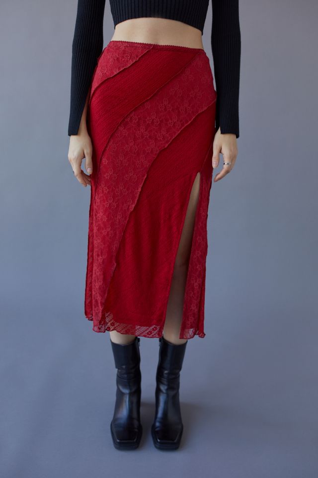 UO Spliced Lace Midi Skirt #2