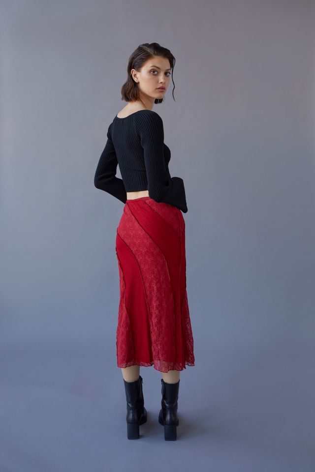 UO Spliced Lace Midi Skirt #3