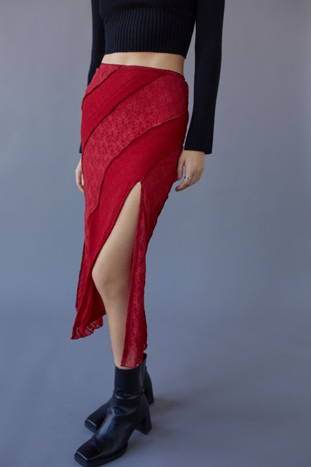 UO Spliced Lace Midi Skirt #4