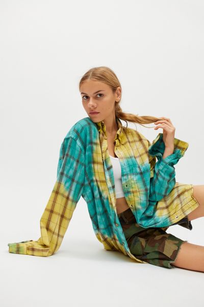 Urban Renewal Recycled Spiral Dye Flannel Shirt | Urban Outfitters