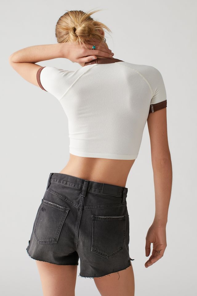 Pistola Nova Relaxed High-Waisted Cutoff Denim Short — Night Hour #1
