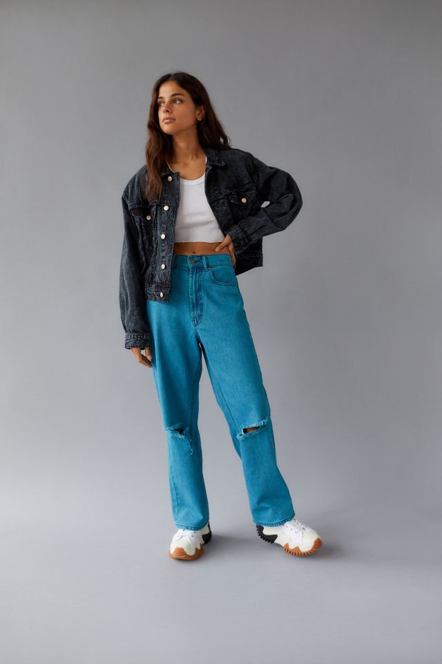 BDG Skylar High-Waisted Baggy Jeans – Overdyed Denim