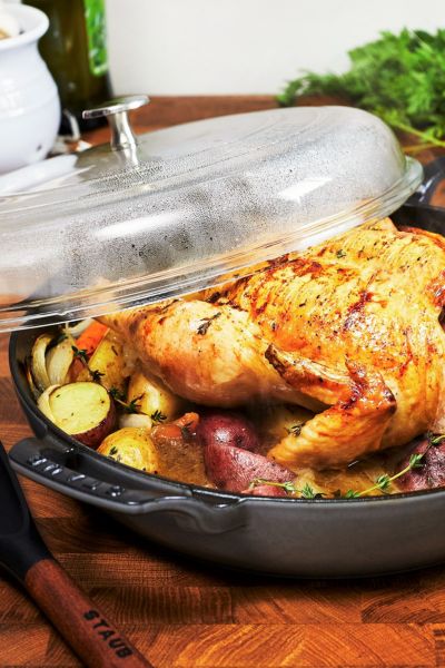 Staub Cast Iron 12-inch Braiser With Glass Lid In Graphite Grey