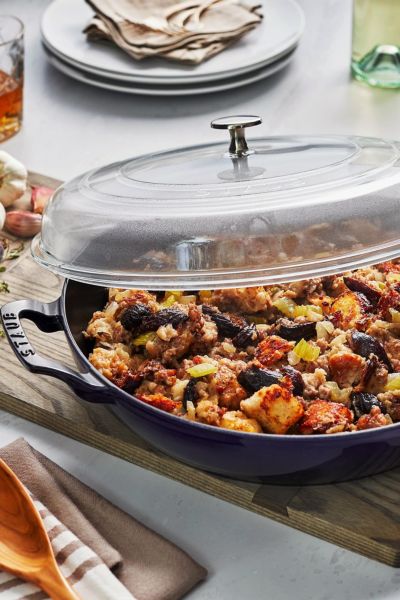 Shop Staub Cast Iron 12-inch Braiser With Glass Lid In Dark Blue At Urban Outfitters