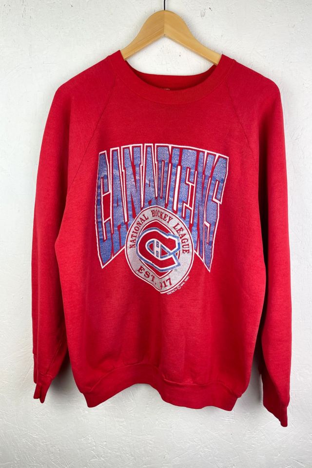 CustomCat Chicago Blackhawks 1990's Vintage NHL Crewneck Sweatshirt Red / S
