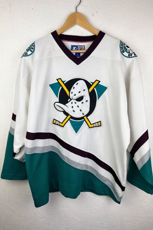 Starter Mighty Ducks Of Anaheim All Over Print NHL Hockey Jersey Vintage  White M