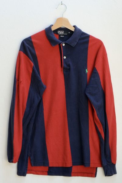 Vintage 1990s Polo Ralph Lauren Long Sleeve Striped Polo Shirt Made in ...