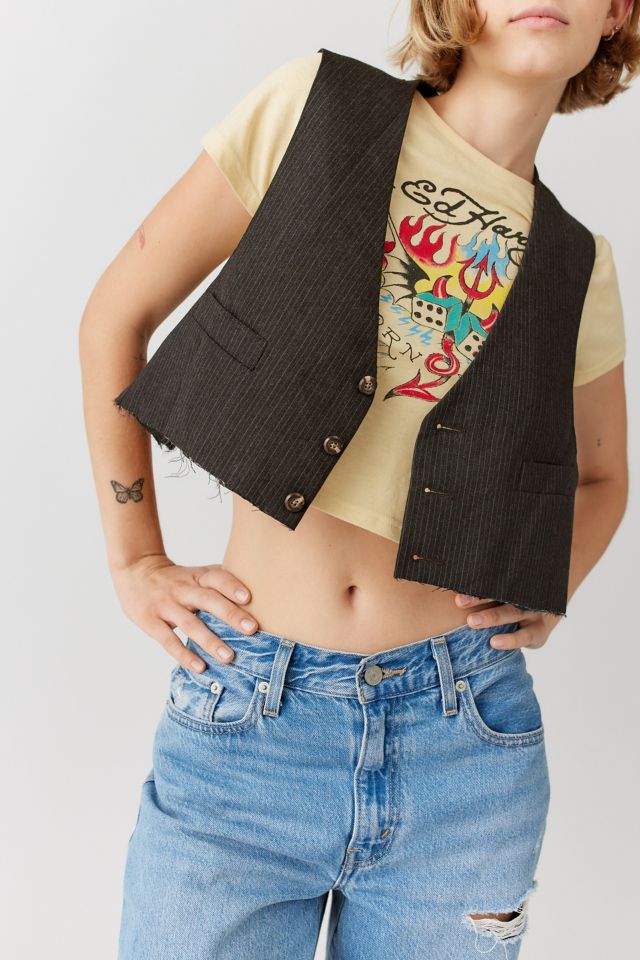 Urban Renewal Remade Raw Cropped Pinstripe Vest