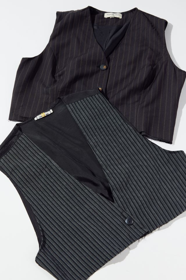 Urban Renewal Remade Raw Cropped Pinstripe Vest #1
