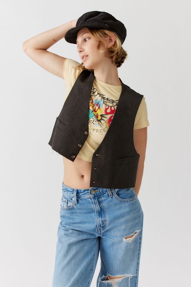 Urban Renewal Remade Raw Cropped Pinstripe Vest #4