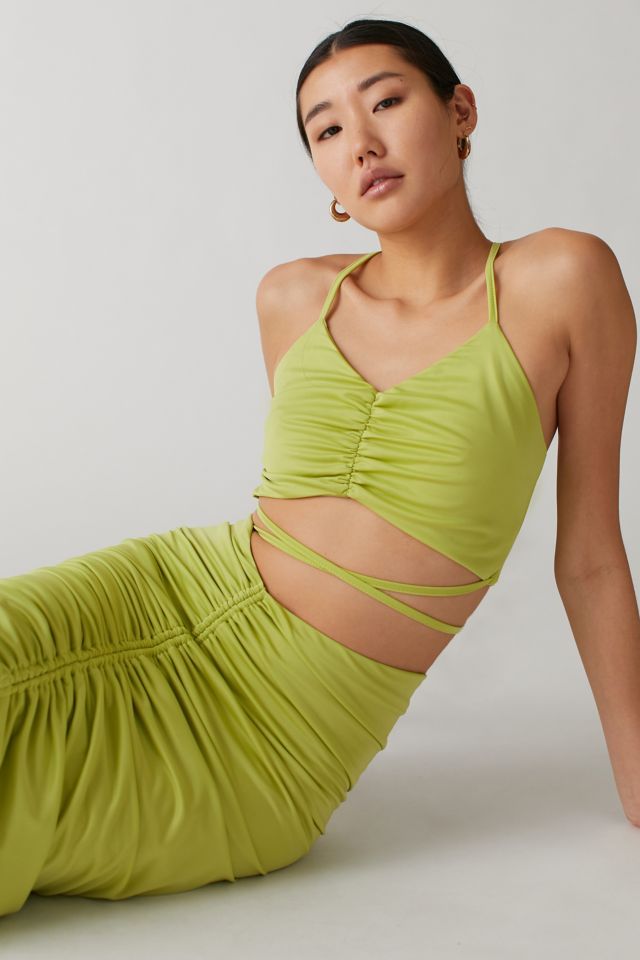 Rare London Ruched Cropped Top And Midi Skirt Set #1