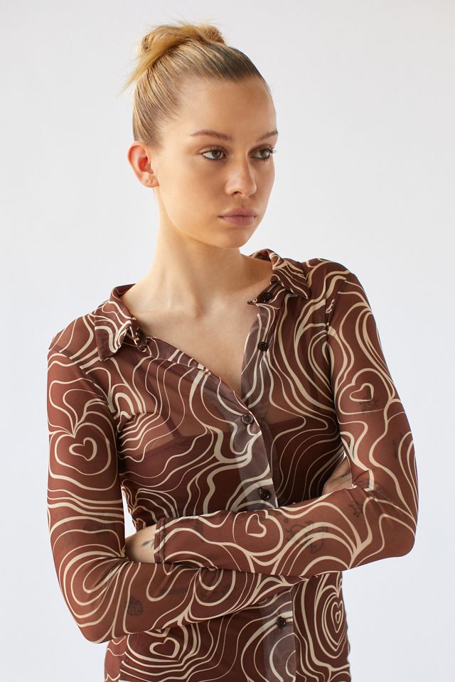 Daisy Street Mesh Swirl Mini Dress | Urban Outfitters