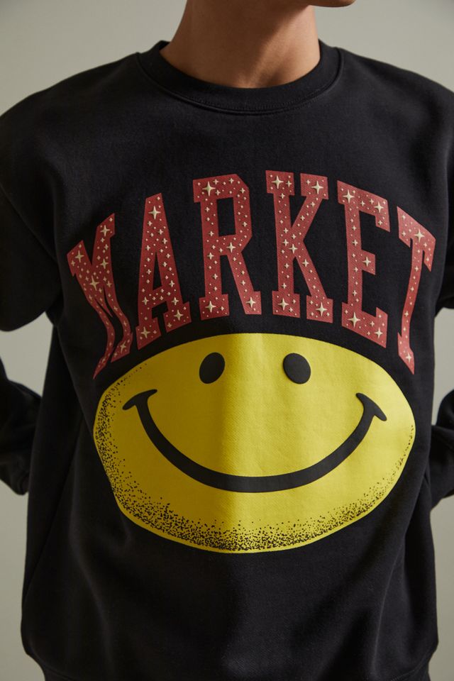 Market X Smiley Puff Print Crew Neck Sweatshirt | Urban Outfitters