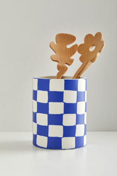 Urban Outfitters Check Utensil Holder In Blue