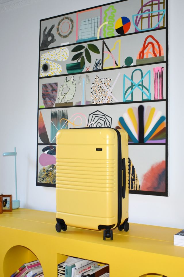 Arlo Skye Zipper Carry-On Max Suitcase in Lemon at Urban Outfitters