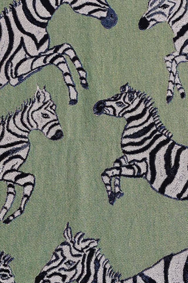 Olivia Wendel Green Zebras Blanket #1