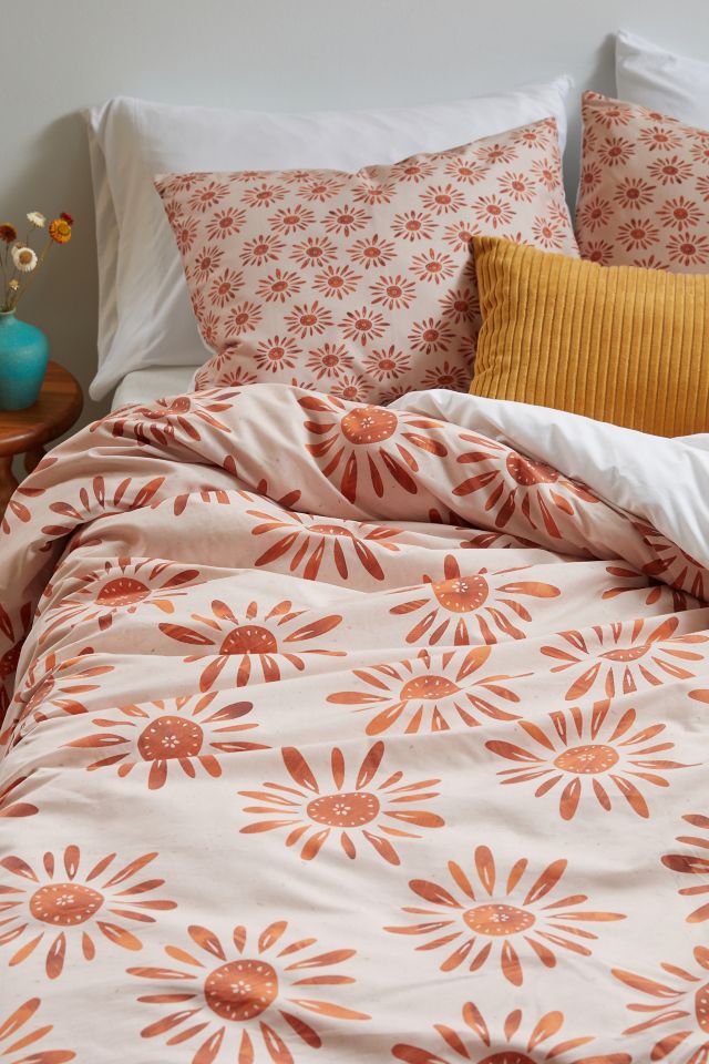 Brown Flower Letters Bedding Set Kids Adults Flat Sheet Duvet