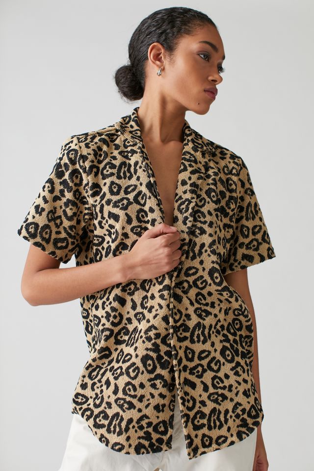 OAS Leopard Terrycloth Print Button-Down Shirt | Urban Outfitters Canada