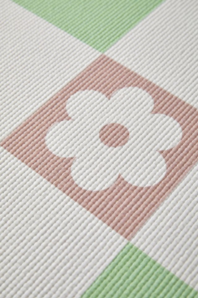 Colorful Flowers Green Check By thespacehouse For Deny Yoga Mat #1
