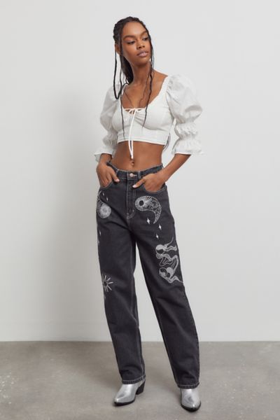 Bdg High Waisted Baggy Jean — Embroidered Urban Outfitters 