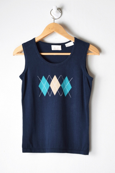 Vintage 90s Argyle Knit Top | Urban Outfitters