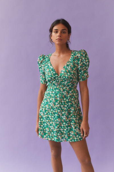 Kiss The Sky Floral Puff Sleeve Mini Dress | Urban Outfitters Canada