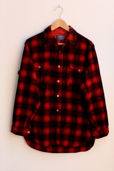 Vintage 1990s Pendleton Plaid Virgin Wool Overshirt Made in USA | Urban ...