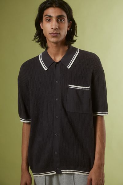 standard cloth bowling stripe short sleeve sweater