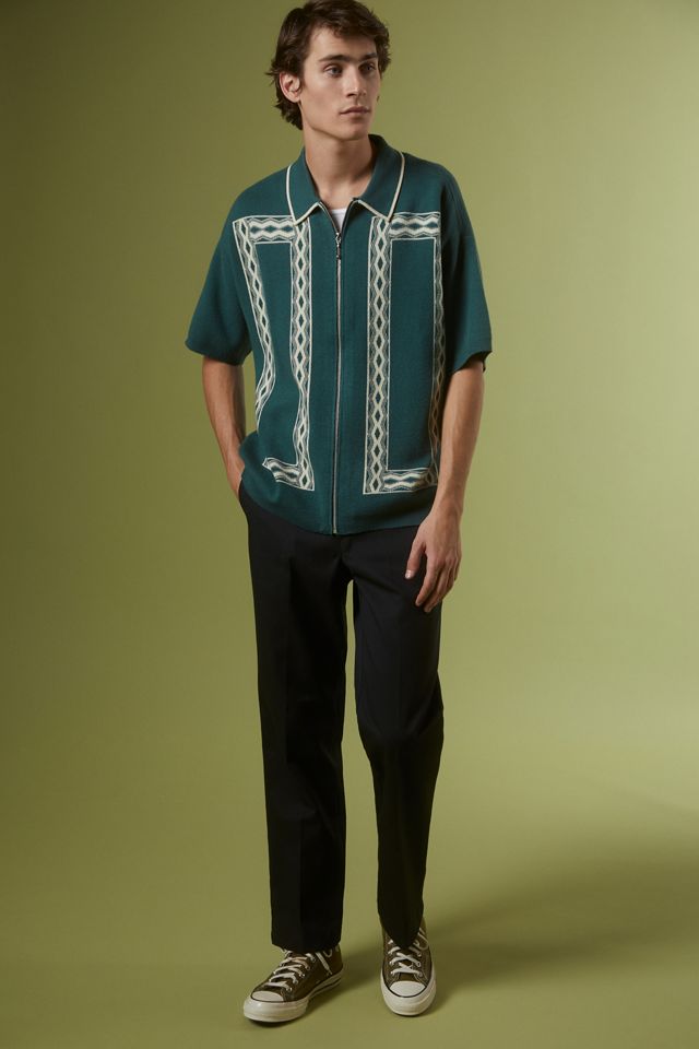 UO Jacquard Relaxed Zip Polo Shirt #2