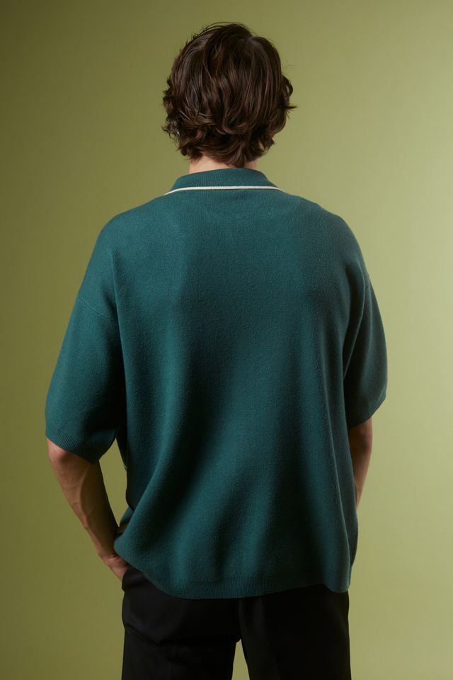 UO Jacquard Relaxed Zip Polo Shirt #4