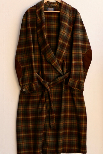 Vintage Pendleton Plaid Wool Robe With Suede Elbow Patch Made in USA ...
