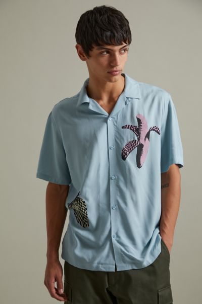 어반 아웃피터스 셔츠 Urban Outfitters UO Pop Art Graphic Camp Collar Shirt,Ivory