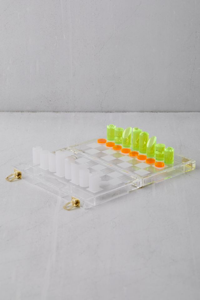 Sunnylife Chess & Checkers Lucite Travel Game #1