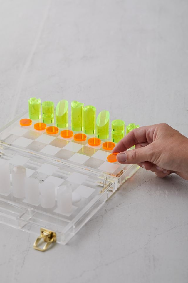 Sunnylife Chess & Checkers Lucite Travel Game #2