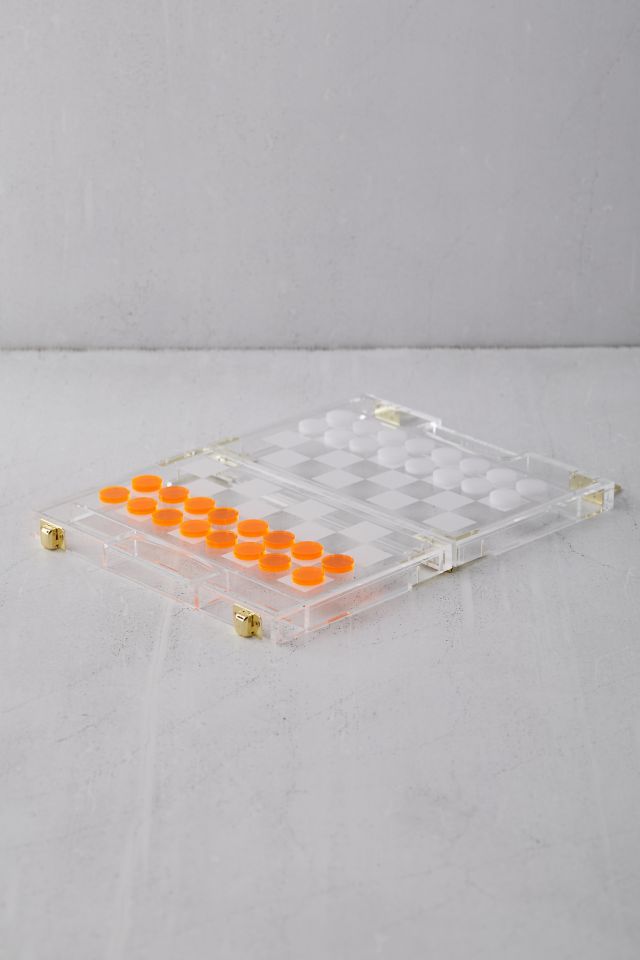 Sunnylife Chess & Checkers Lucite Travel Game #3
