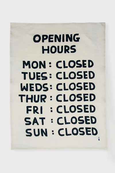 Third Drawer Down Opening Hours Tea Towel x David Shrigley | Urban