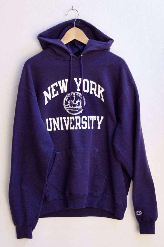 Vintage Champion New York University NYU Hooded Pullover Sweatshirt Urban Outfitters