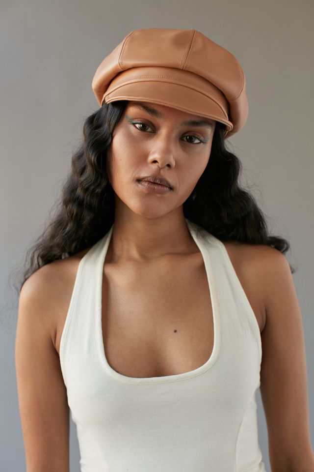 Frankie Faux Leather Cabbie Hat