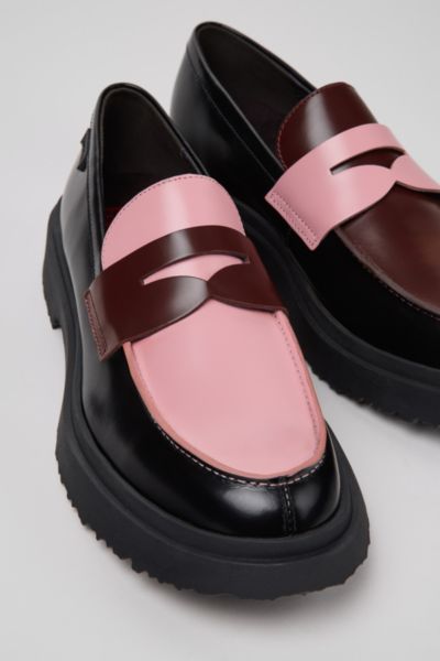 Camper Walden Twins Mismatched Penny Loafer In Burgundy