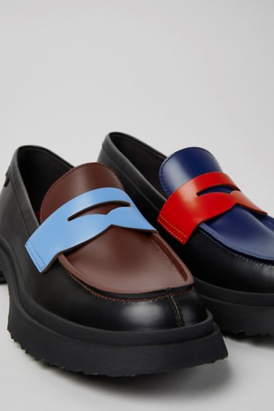 Camper Walden Leather Moc Toe Loafer Shoe In Blue Multi