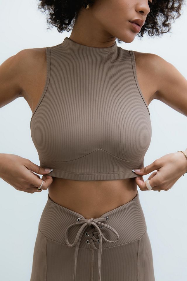 Year Of Ours Ribbed Mock Neck Sports Bra Urban Outfitters