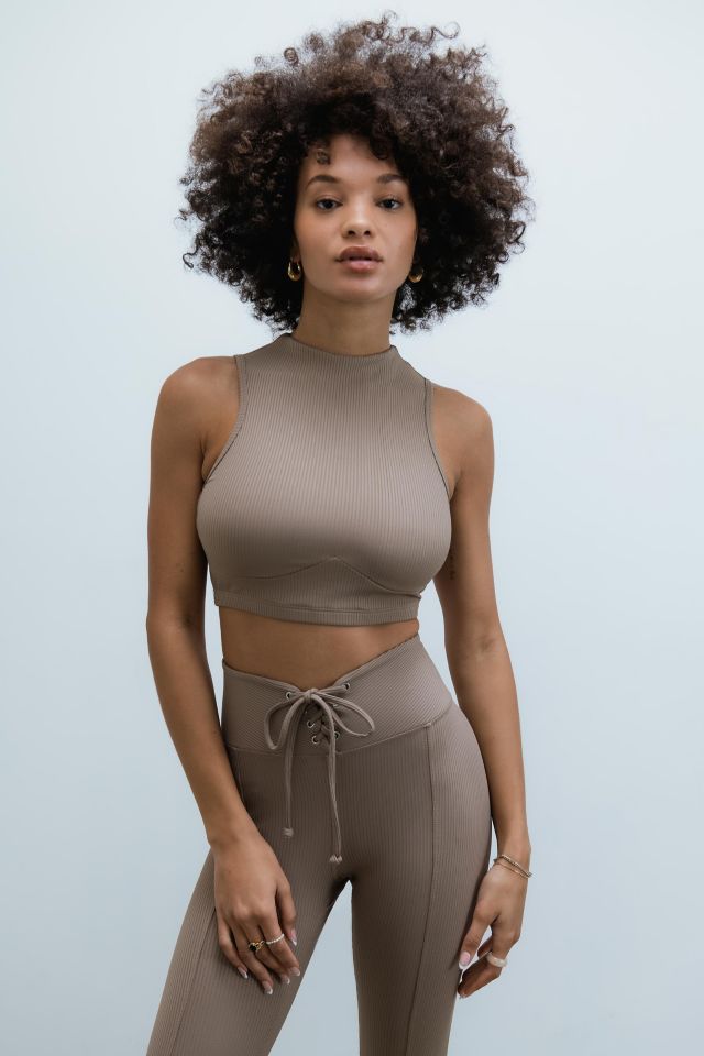 Year of Ours Ribbed Mock Neck Bra - Caribou – TransformColorado
