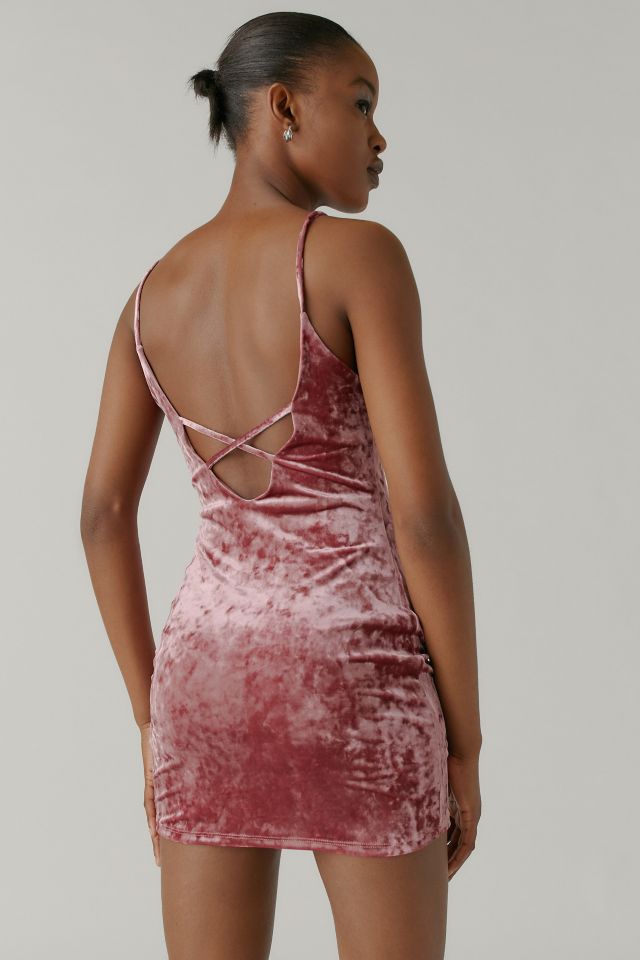Pink velvet dress urban outfitters hotsell