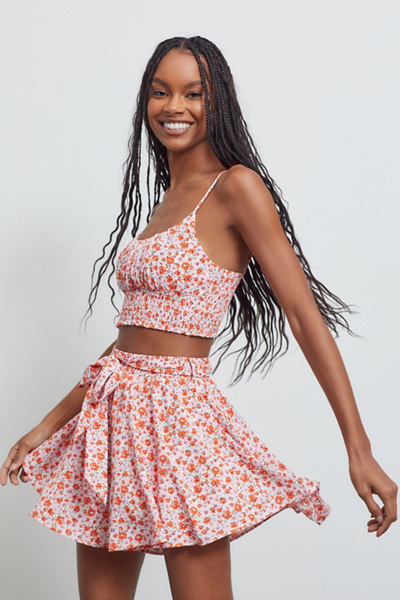 cropped top and skirt