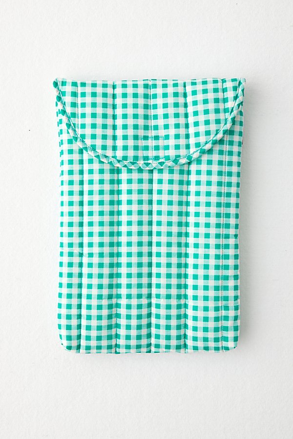 Shop Baggu Puffy 16" Recycled Laptop Sleeve In Green Gingham At Urban Outfitters