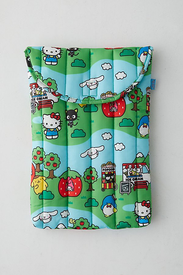 Baggu Puffy 16" Recycled Laptop Sleeve In Hello Kitty And Friends Scene At Urban Outfitters In Green Blue