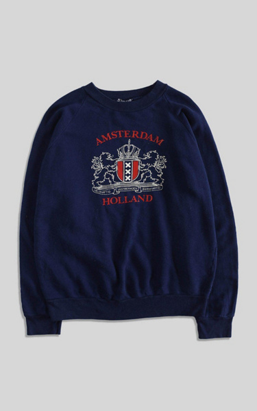 Sweat VETEMENTS Zip Vert Et Bleu Marine Avec Patch Amsterdam – Édition Limitée
